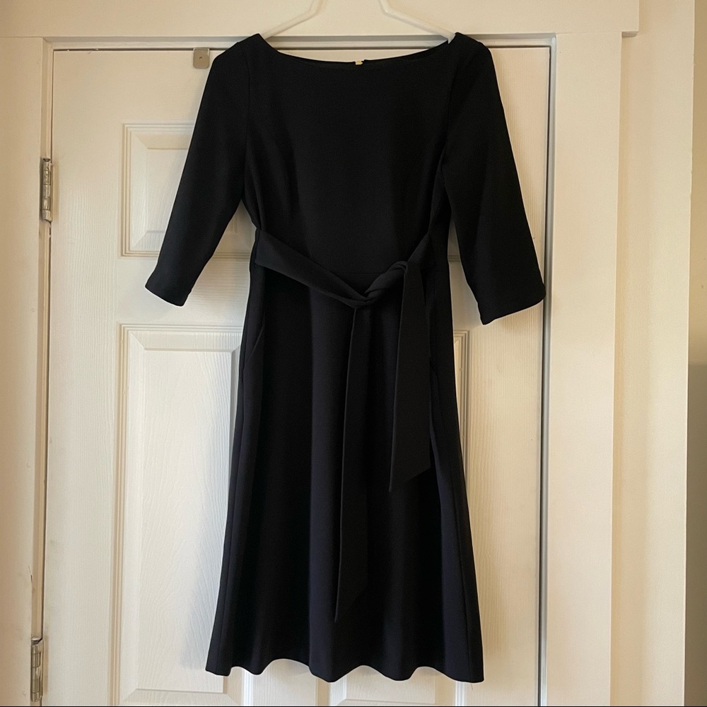 Calvin Klein black dress with waste tie and pockets. NEVR WORN